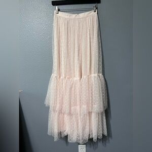 Mia Joy Joyfolie Pink Tiered Lace Polka Dot Skirt Girls 12 Whimsical Cottagecore